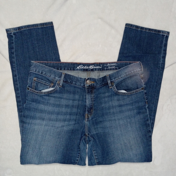 Eddie Bauer EUC Plaid Patch Relaxed Fit Boyfriend Jeans size 14 - Picture 6 of 12